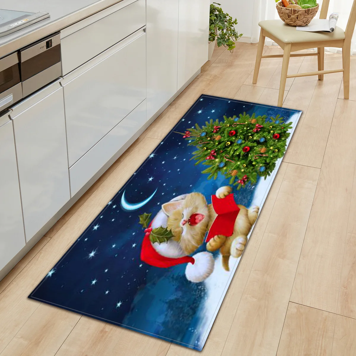 6 размер 3D Рождественский Санта-Клаус Противоскользящий коврик для кухонной комнаты, фланелевый ковер, Рождественский диван, коврик для двери, Полоска, напольный коврик