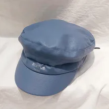 Детская зимняя шапка; модная детская однотонная кожаная берет унисекс; Мягкая Повседневная шапка с буквенным принтом; Enfant