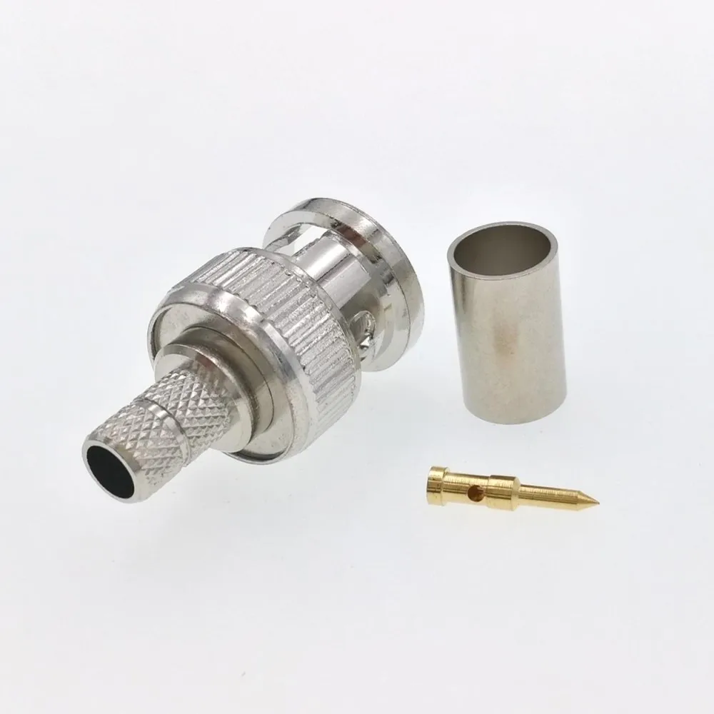 100 шт. BNC штекер обжимной для RG59 кабель RF коаксиальный разъем 75ohm