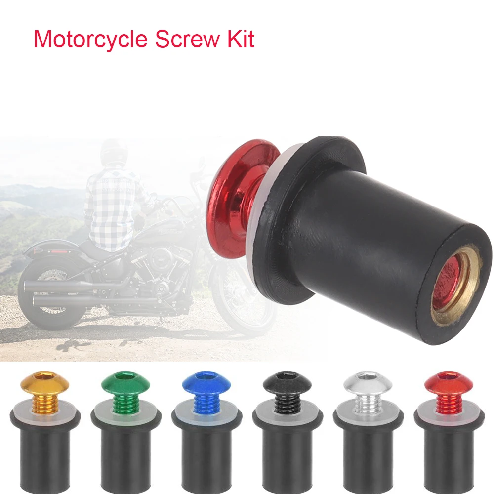 Motorcycle Accessories 10Pcs M5 x 15mm Wheel Bolts CNC Windscreen Motorcycle screws Kit Aluminum Windshield Bolts Nuts Fastener