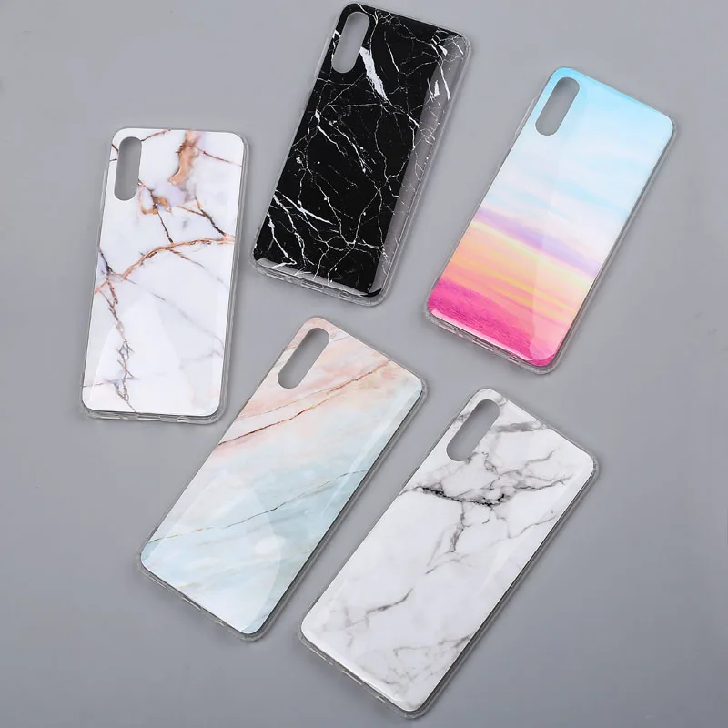 

For Samsung A70 Case Marble Stone Case for Etui Samsung A7 2018 A9 A6 A50 Capa S7 S8 S9 S10+ Note 8 9 10 Plus Silicon Back Cover