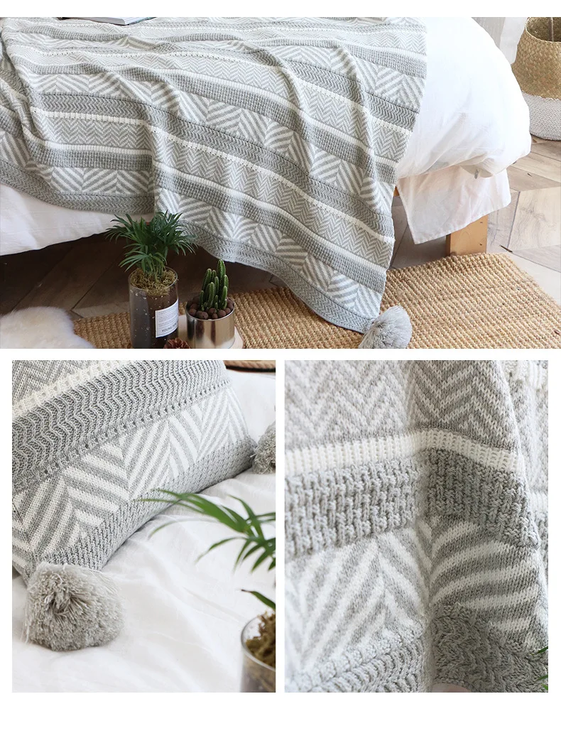 Herman Cotton Jacquard Knitted Thread Blanket Northern European-Style American-Style Home Soft Loading Accessories Lap Robe