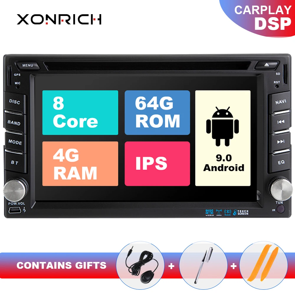 

IPS DSP 2 Din Android 9.0 Car Radio Qcta Core Universal Multimedia NO DVD player GPS Navigation PC Stereo Audio Head unit 4G64G