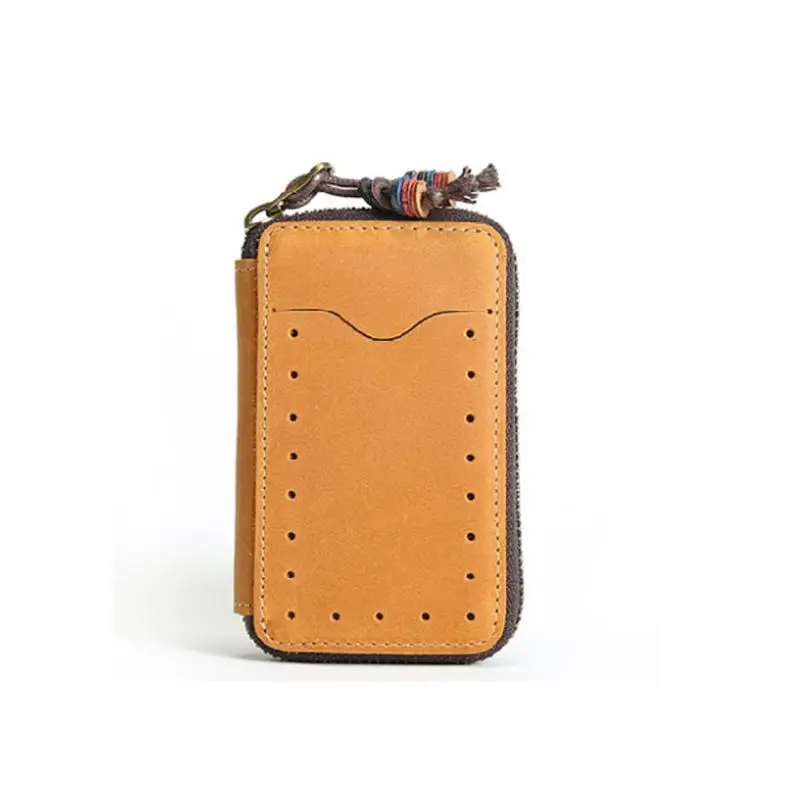 7 Portable Men's PU Leather Mini Key Bag Case Card Money Holder Coin Case Purse Pouch Male Casual Small Zipper Key Wallet 8 Colors - Цвет: 7