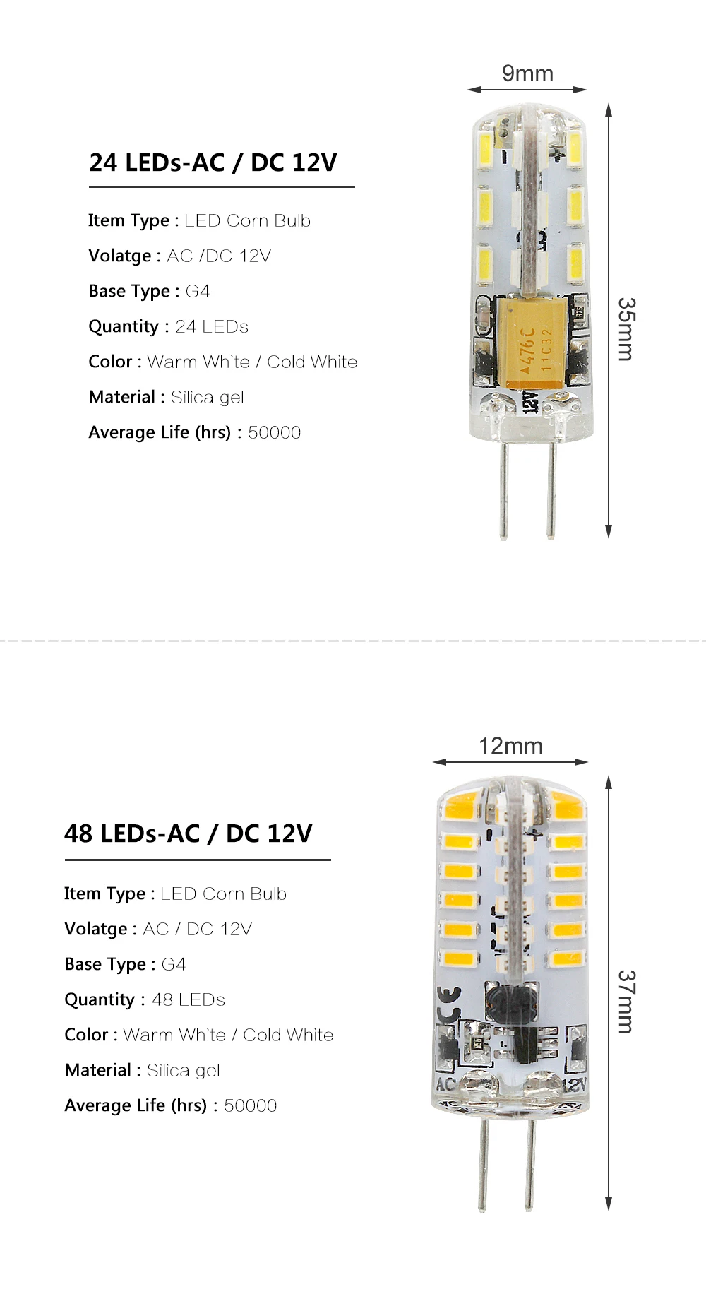 1 шт. CE& RoHs G4 Светодиодный светильник-кукуруза 220 В 110 В AC DC 12 В 3014 SMD Замена галогенной лампы Люстра светильник 24 32 48 64 104 светодиодный s