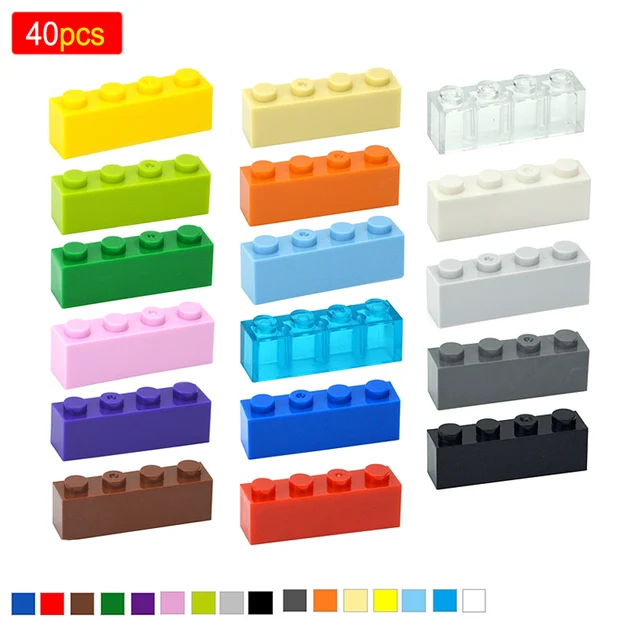 DIY Thick Figures Bricks 1x4 Dots Building Blocks Educational Classic Brick Compatible With 3010 Plastic Toys 40pcs For Children 1