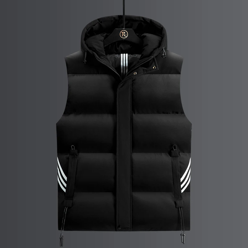 Oversized Hooded Vest Folk with Thickened Sleeveless Open Button for Warmth Vest Hanter M-7XL rab coat Down Jackets