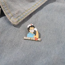 Accessories Creative Design Cheering Female Nurse Brooch Creative Strong Woman Power Brooch Medical Worker Brooch Enamel Pins