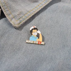 Accessories Creative Design Cheering Female Nurse Brooch Creative Strong Woman Power Brooch Medical Worker Brooch Enamel Pins