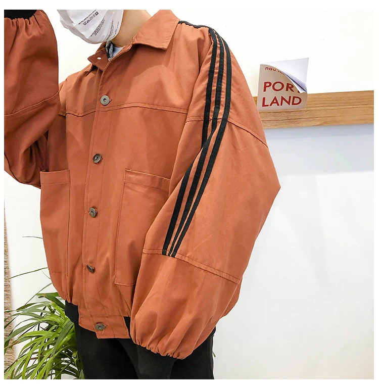 Spring And Summer Japanese Korean Autumn Clothing Hong Kong Style CHIC Years Men's BF Harajuku-Style Students Loose-Fit Embroide