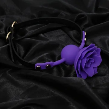 Silicone Breathable Rose Ball Gag Bondage Flower Open Mouth Gags Oral Fixation Adult Sex Toys Tools For Couples Adult BDSM Game 5