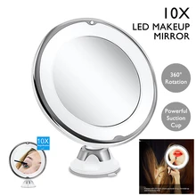 Портативное косметическое зеркало с 10X светильник s светодиодный светильник ed косметическое зеркало для ванной комнаты с светодиодный светильник Прямая поставка