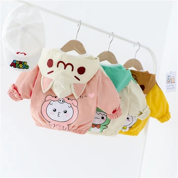 

HYLKIDHUOSE Infant Newborn Jacket 2020 Autumn Baby Girls Coats Hooded Cute Cartoon Outdoor Kids Children Casual Outerwear