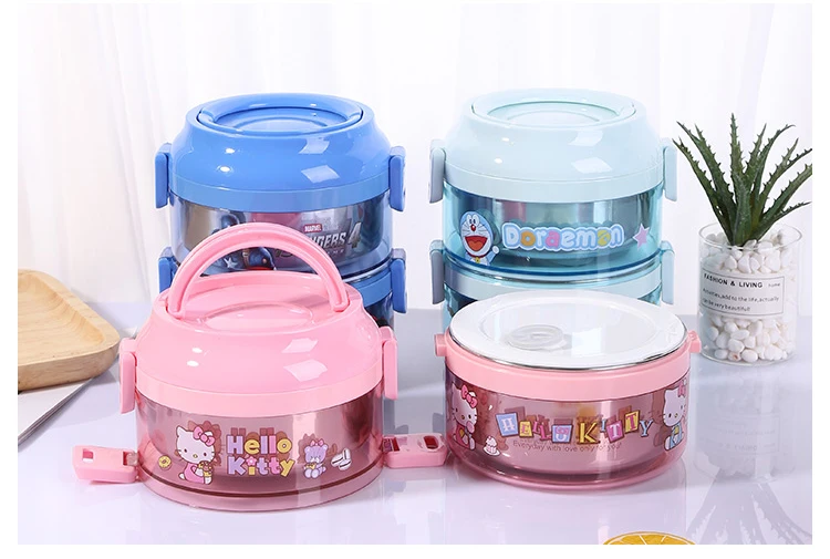 Мультфильм KT Doraemon Мелодия Человек-паук автомобиль SUS304 Bento коробка фрукты контейнер для еды и обедов с ложкой