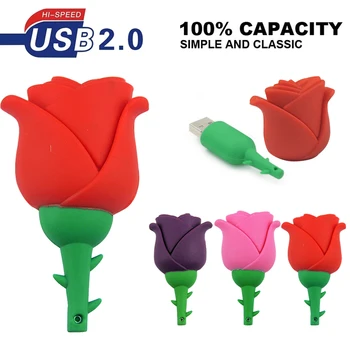 

Colorful Rose Flower Pendrive Popular U Disk 4GB 8G 16G 32G USB Flash Pen Drive Memory Stick Usb Thumb Stick Girlfriend Gift