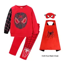 Костюм на Хэллоуин для мальчиков-подростков с человеком-пауком осенний Детский свитер+ штаны+ маска+ плащи, Детский бутик-костюм, спортивный костюм Fornite