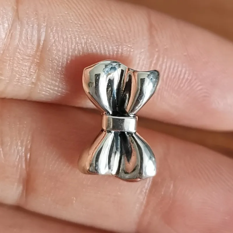 S925 стерлингового серебра ретро лук бусины Шарм Fit браслет троллей брелок DIY женщин ювелирных изделий