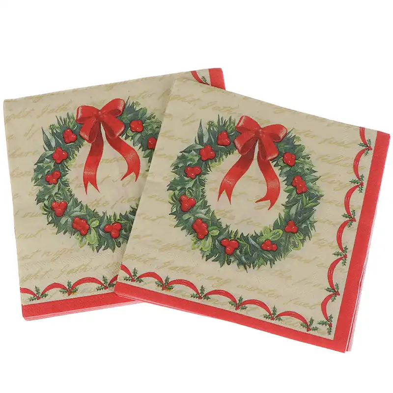 Ukallaite Surprise Napkin 20Pcs 33Cm Napkin Square Christmas Paper Handkerchief Home Xmas Table Decoration 