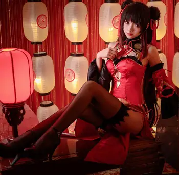 

Nightmare Date A Live Anime Tokisaki Kurumi Cosplay Costume Women Sexy New Year Cheongsam Female Uniforms