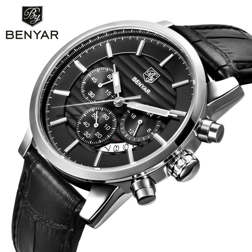 BENYAR montre hommes Топ люкс Марка Кварц Спорт montres hommes режим аналог cuir mâle ETANCHE montre-браслет reloj hombre