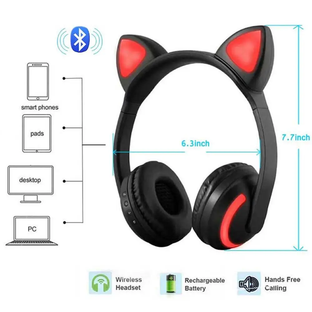 Беспроводная Bluetooth стереогарнитура Cat Ear игровая гарнитура с 7 режимами работы