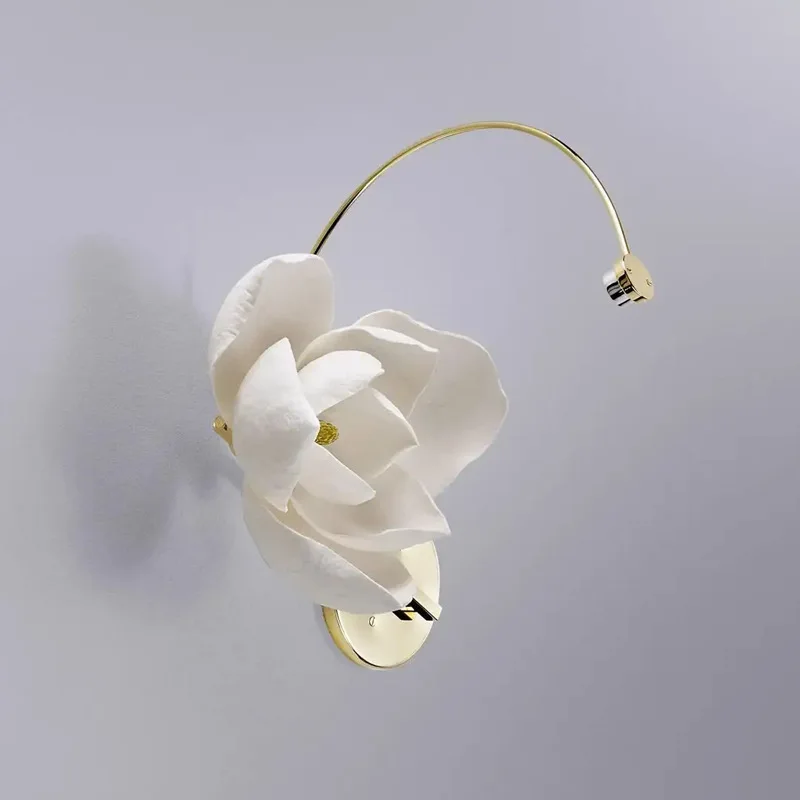 

Modern Chinese corridor wall lamp ceramic lotus decorative art American family living room bedroom bedside lamp