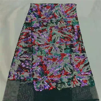 

African Lace Fabric 2020 High Quality African Tulle Lace Fabric With Sequins French Net Lace For Women Dress New