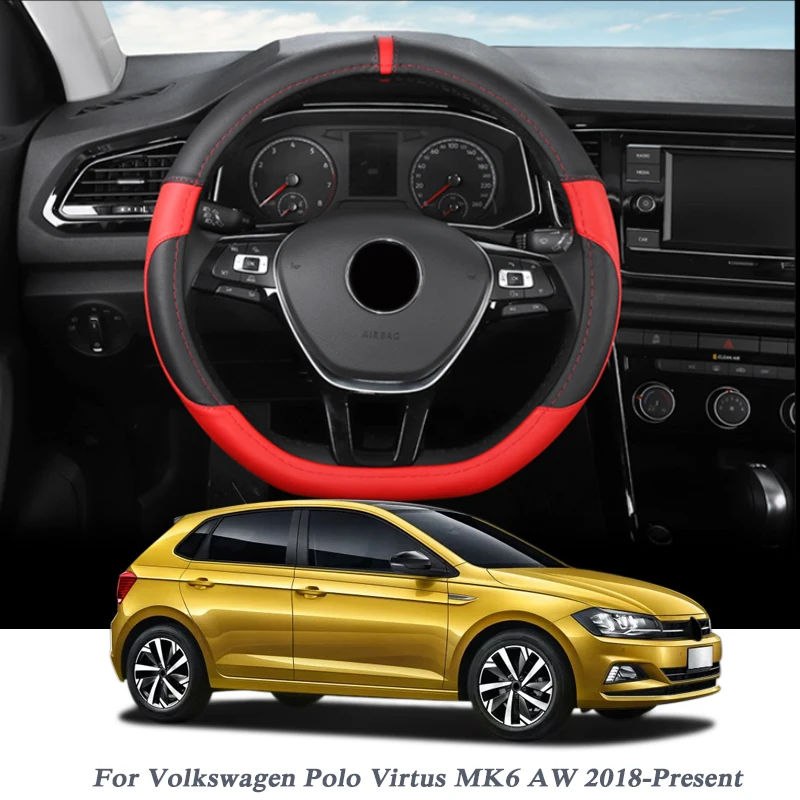 Стайлинг автомобиля для Volkswagen Polo Virtus MK6 AW 2018-Н. В. Чехол на руль кожаный чехол