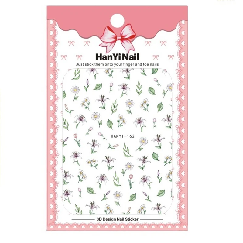 Nusx 1pcs New Nail Stickers Green Leaf Flowers Feather Water Decals Nail Art Decorations Wraps Sliders 2