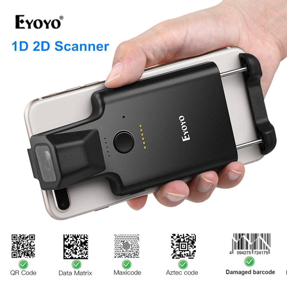 camera scanner Eyoyo 2D Back Clip Bluetooth Barcode Scanner Phone Work Portable Barcode Reader Data Matrix 1D 2D QR Scanner Android IOS System color scanner