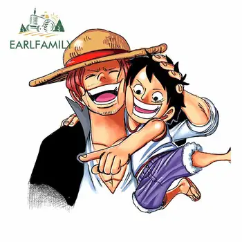

EARLFAMILY 13cm x 11.7cm For ONEPIECE Fashion Car Stickers Vinyl Material Decal Sunscreen Scratch-Proof for VAN RV Decoration