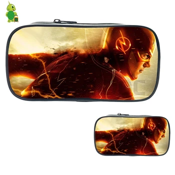 

The Flash Cosmetic Cases Super Hero Pencil Box Kids Boys Girls Stationery School Supplies Purses Women Men Makeup Bag