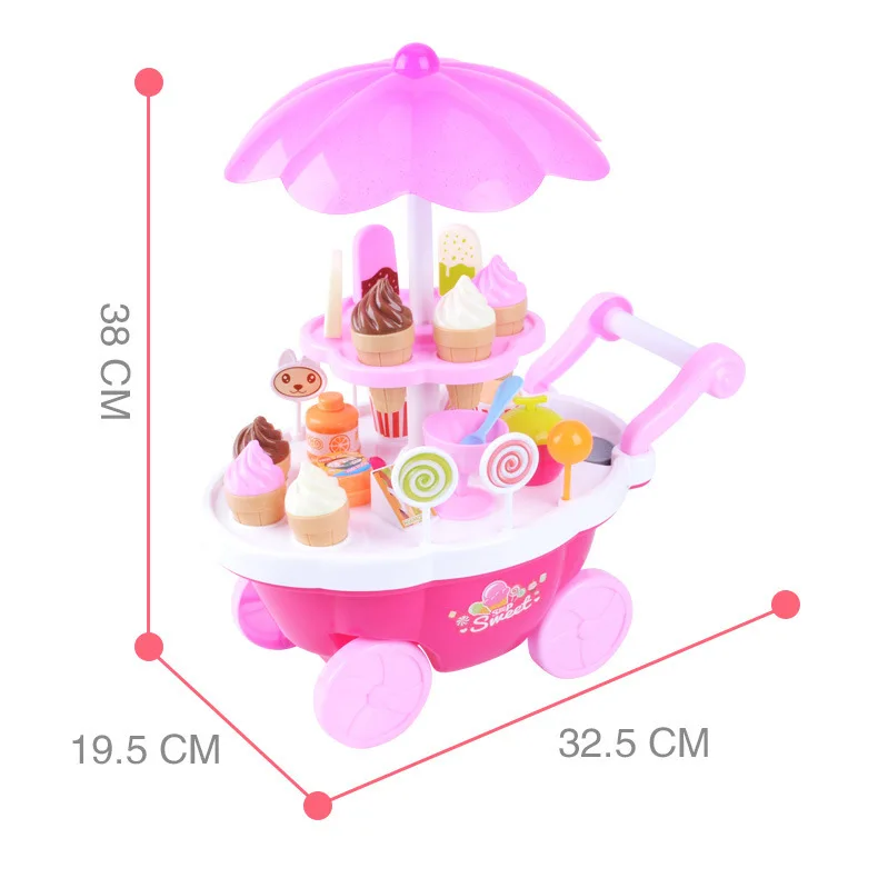 

Children with Light And Music Model Mini Supermarket Ice Cream Shop Candy Cart Play House Educational Toy