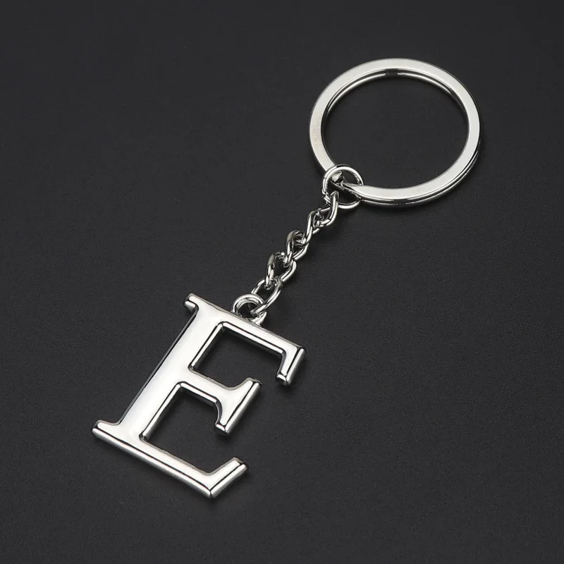 TEH DIY A-Z буквы металлические брелки для женщин мужчин 26 букв брелки для ключей держатель модные ювелирные изделия сумка аксессуары Подарки - Цвет: E