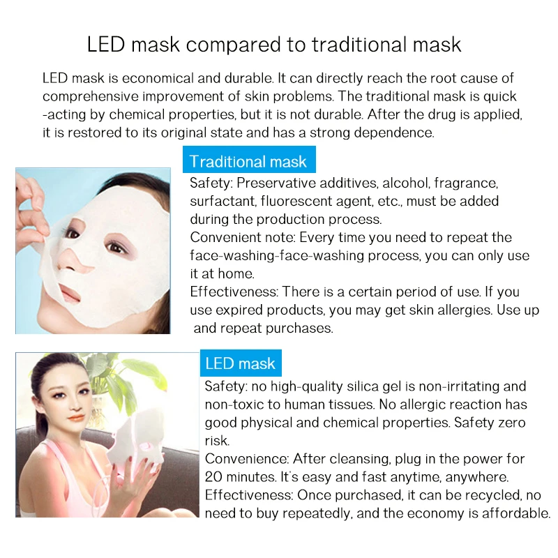 Online 7 colores Led máscara Facial belleza cuidado de la piel rejuvenecimiento arrugas eliminación de acné Facial terapia de belleza blanqueamiento instrumento de ajuste