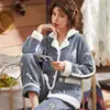 Conjuntos de Pijamas de franela para mujer, ropa de dormir gruesa de lana de Coral grueso, conjunto de Pijamas largos de invierno ► Foto 2/6