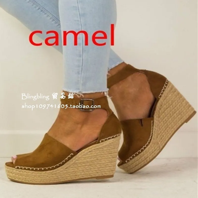 

Women Wedges High Heels Sandals Peep Toe Shoes Size