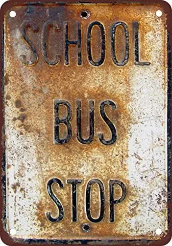 

VEHFA School Bus Stop Vintage Look Reproduction Metal Tin Sign 7X10 Inches