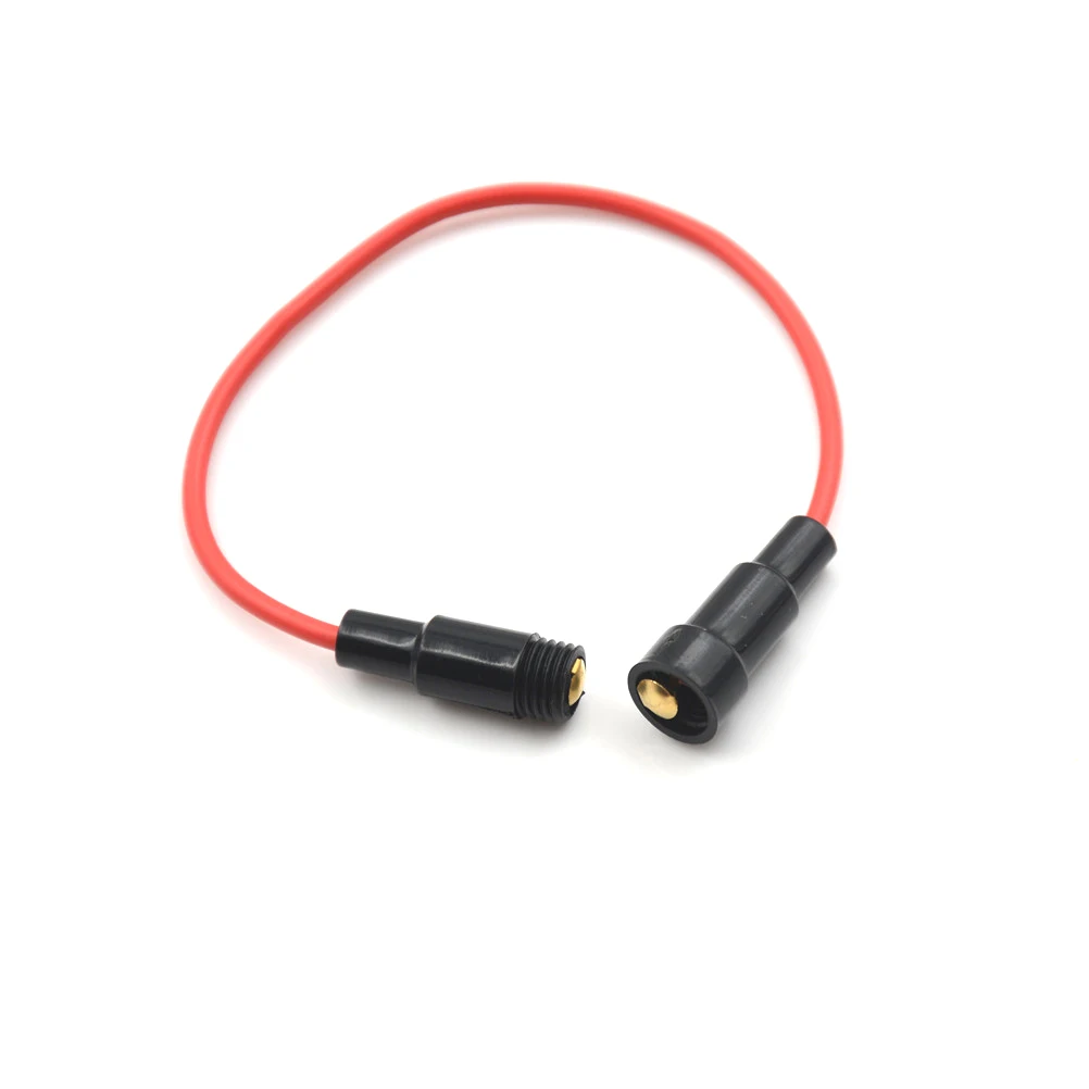 10pcs 5*20mm 21.10cm Red&black Glass Fuse Holder Screw Type  Wire Cable 250V Glass Fuse Tube