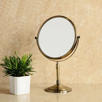 

Bathroom Makeup Mirror Desktop Double Mirror Retro Dressing Bronze Mirror European Princess LO74245