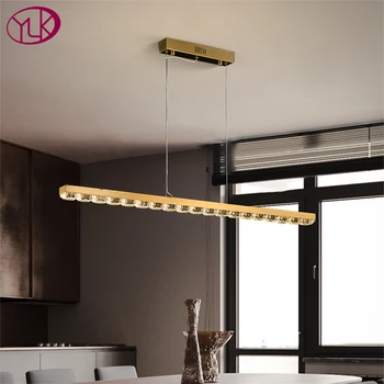 

Modern crystal led chandelier for dining room arrival suspension wire hanging lamps gold stainless steel lighting fixture