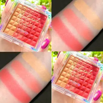 

Three-color Gradient Blush Powder Rouge Makeup Cheek Maquillaje Blusher Cream Brush Rubor Minerals Mini Palette Palettes D4B0