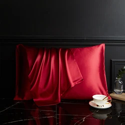 Luxurious Natural Silk & Lyocell Pillowcase - 48x74cm (Red wine)