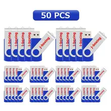 Clé USB métallique rotative de petite capacité, support à mémoire de 64 mo 128 mo 256 mo 512 mo, lecteur Flash pour PC, broderie bleue, en vrac