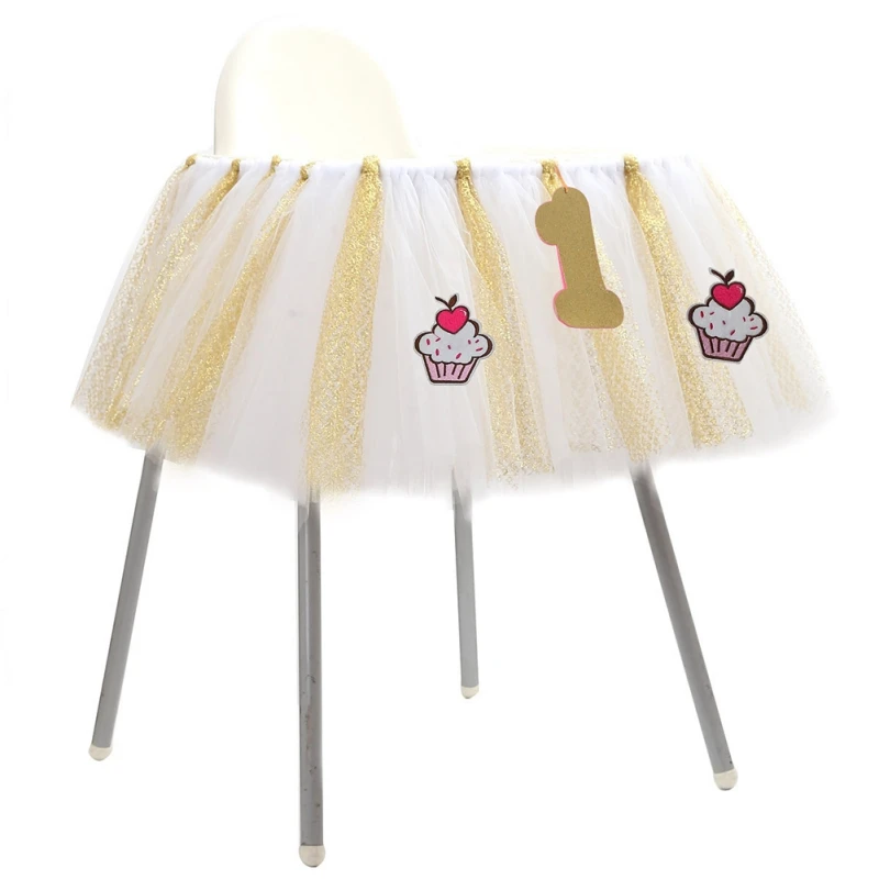 

Infant And Child Birthday Party Chair Dining Table Dress Table Skirt Veil 91.5cm*35cm Home Furniture Decoration Ornaments*8