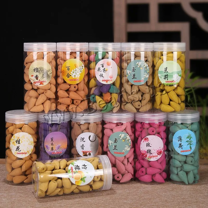 

70pcs/Box Natural Tower Incense Cones Sandalwood Air Purifying Backflow Incense Air Freshener Home Bedroom Toilet Decor Home