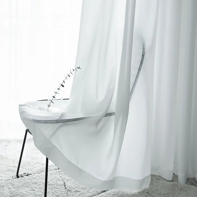 Custom Mad Feel Smooth and Soft Touch Luxurious Chiffon Solid Sheer Curtains for Living Room Bedroom Window Voiles Tulle Curtain 6