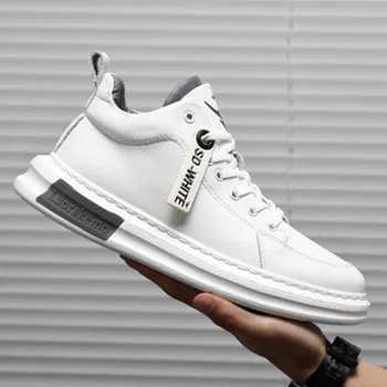 

New new trend wild casual high-top shoes Korean men's leather small white shoes Comfortable sports shoes men Туфли мужские
