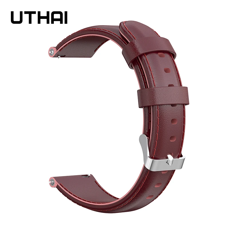 UTHAI P41 Ремешки для наручных часов 22 мм кожаный ремешок подходит для galaxy watch active2/active(40 мм) R500 масло воск кожи