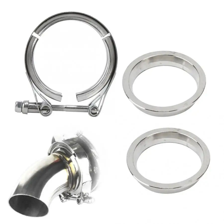 Car V Band Clamp Exhaust Downpipe Flange Kit 304 Stainless Steel High strength and toughness